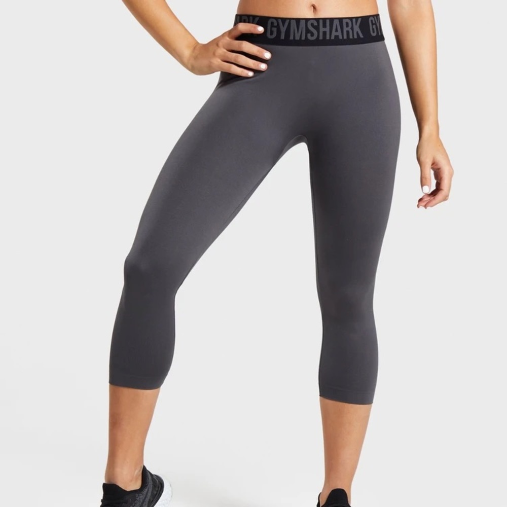 Gymshark Fit Seamless Cropped Leggings - Charcoal/Black